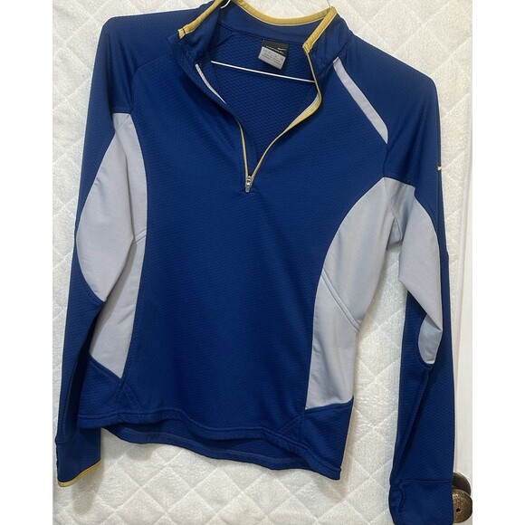 Nike Women's Sphere Dry Shirt Long Sleeve Athletic Medium 8-10 Blue and White - Picture 1 of 5